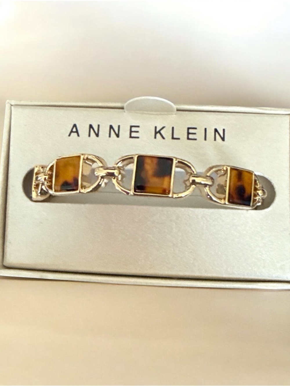 Anne Klein Gold-Tone Tortoiseshell Link Bracelet
